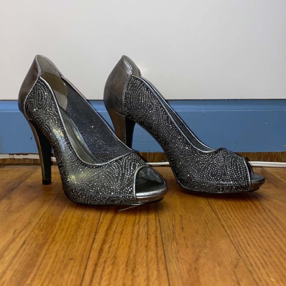 Style&Co. Women's Naveah Sequin Metallic Dark Gray Peep-Toe US 6½~Free Shipping!